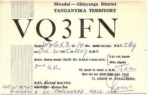 VQ3FN Louis Staalberg's qsl card