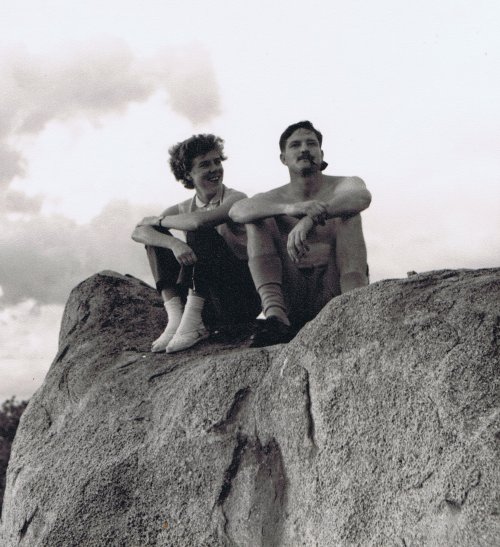 Freda Dent with ?? on Elephant Rock 
Photo from the Hide family collection ©