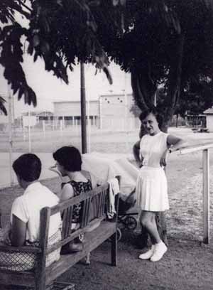 School teacher Freda Dent at the Mwadui tennis courts